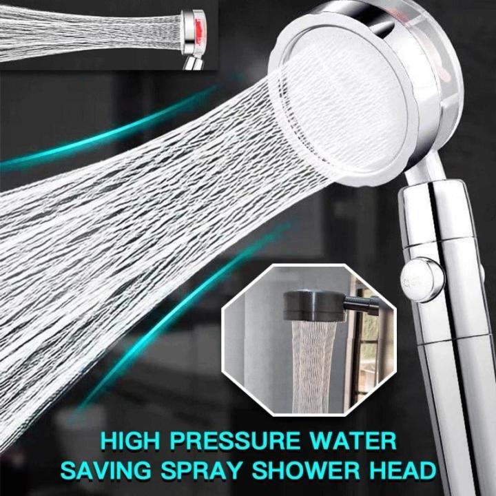 360-Degree Rotating Shower Head with Small Fan, Water-Saving Flow, ABS Rain Spray Nozzle, High Pressure - Bathroom Accessories