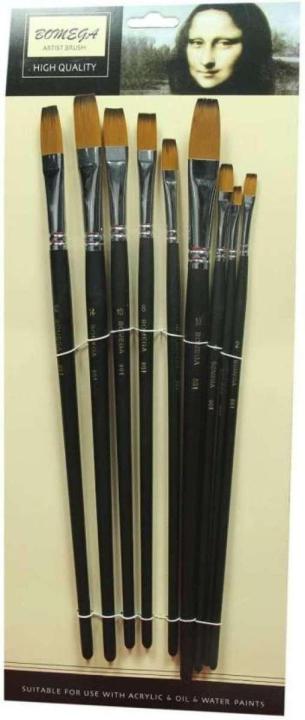 Bomega%20Flat%20Artist%20Paint%20Brush%20Set%20Of%209%20Black%20B%20801%20-%20Image%202