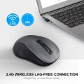 WisFox 2.4G Wireless Mouse for Laptop, Ergonomic Computer Mouse with USB Receiver and 3 Adjustable Levels, 6 Button Cordless Mouse Wireless Mice for Windows Mac PC Notebook (Grey). 