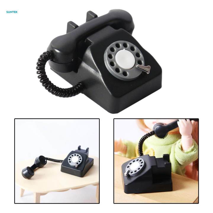 1/12%20Scale%20Miniature%20Telephone%20Model%20Pretend%20Play%20for%20Doll%20House%20Decor%20-%20Image%203