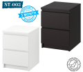 ST-002 - Oak Wood Handleless Night Stand 2 Drawers Black and White Polish Finish Chest Of Drawer Bedroom Side Table. 