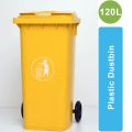 120 Liter Fiber Plastic Garbage Dustbin with Big Wheels - Big Size Dustbin. 