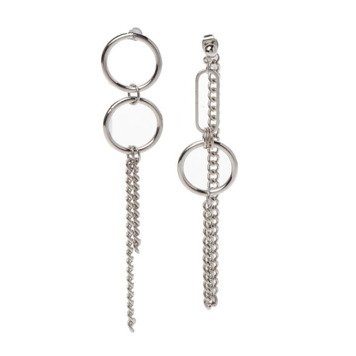 【LuckyBabyFans Store】JAVRICK Asymmetric Tassel Safety Pin Dangle Earring Kpop Korean Jewelry Earrings