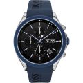 Hugo Boss Black Dial Blue Silicone Strap Chronograph Watch For Men 1513717. 
