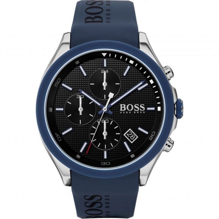 Hugo Boss Black Dial Blue Silicone Strap Chronograph Watch For Men 1513717