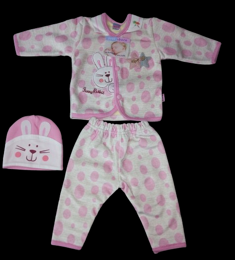 Newborn Baby Winters Cotton Suit (New Born Babies Warm Clothing Dress) 3 Pcs Set