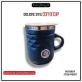 Coffee Mug Creative Cup 400ml Stainless Steel Handle with Lid Milk Tea Mug Home Office Supplies Gift Deep Blue 400ml. 