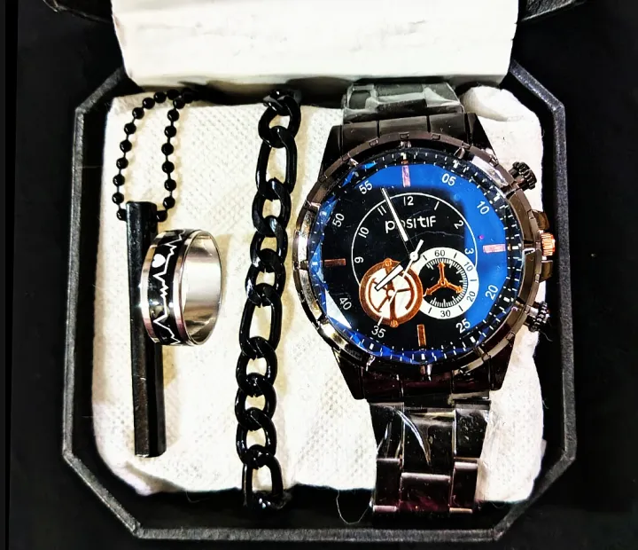 Pack%20Of%204%20Top%20Fashion%20Men's%20Business%20Watch%20Deal%20-Elegant%20Mens%20Casual%20Watch%20+Chain%20Braclete%20+Heart%20Beat%20Ring+3D%20Bar%20Stick%20Locket-High%20Quality%20Business%20Watch%20In%20Random%20dial%20Design%20-%20Image%204