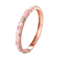 Women's Bracelets Set Bangle On Hand Hinge Enamel Cloisonne Bangles For Women Pink Vintage Birthday Gift For Mother. 