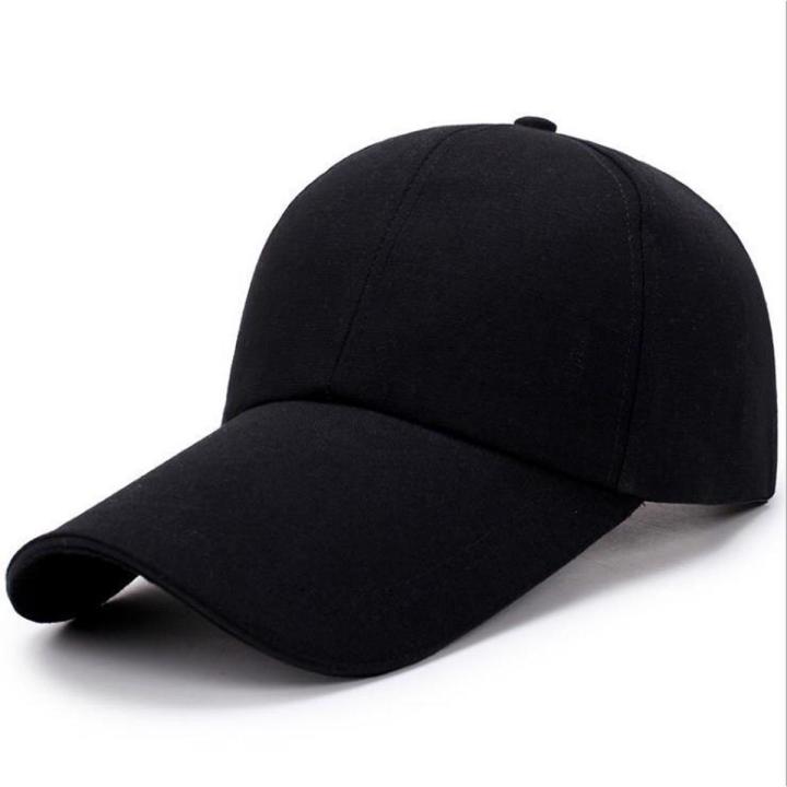 【LuckyBabyFans Store】Unisex Plain Black Super Extra Bill Snapback Cap Adjustable Baseball Cap Sandwich Hat Sun Visor Hat Canvas Cap