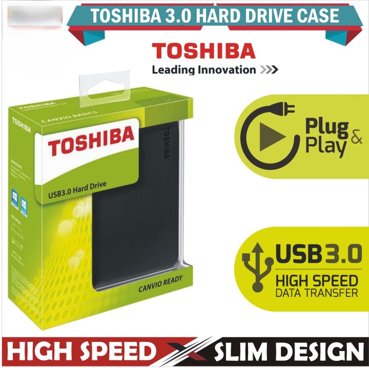 Toshiba HDD SSD USB 3.0 Portable External Case Box Original Kit  USB 3.0 for PC Laptop Computer  Tv and other device ,  5 Gbps High Speed Super Fast Slim Portable ,black