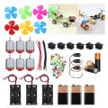 DC Motor Fan Kit Electronic Science Project DIYs Kit for Kids (4v DC motor,batteries,LEDs,wires,&propellers etc). 