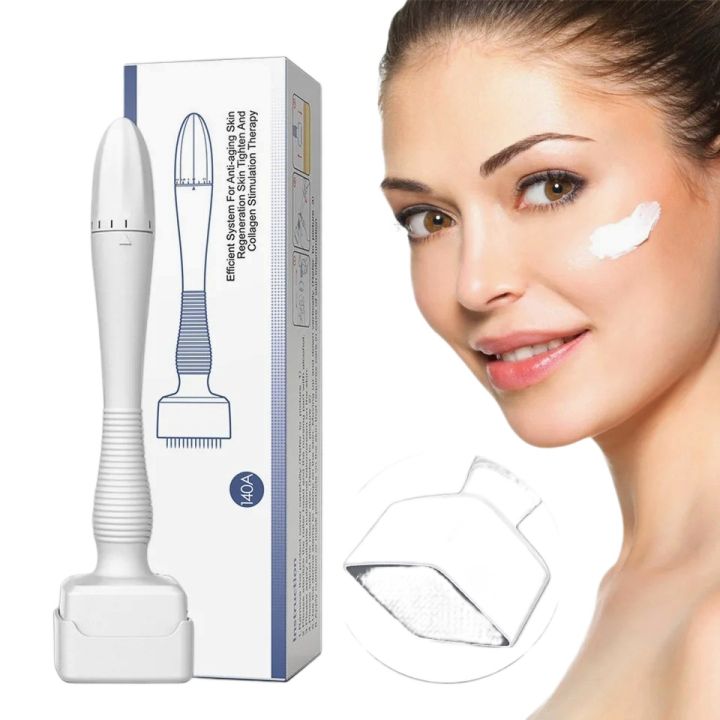 Original Imported Derma Stamp with Adjustable 140 Micro Needles - Skin Therapy Tool having 0-3.00mm Adjustable Needles for Targeted Treatment of Acne Scars, Wrinkles, and Hair Regrowth