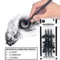 keep Smiling 3pcs Professional Woodless Charcoal Pencil Set. 