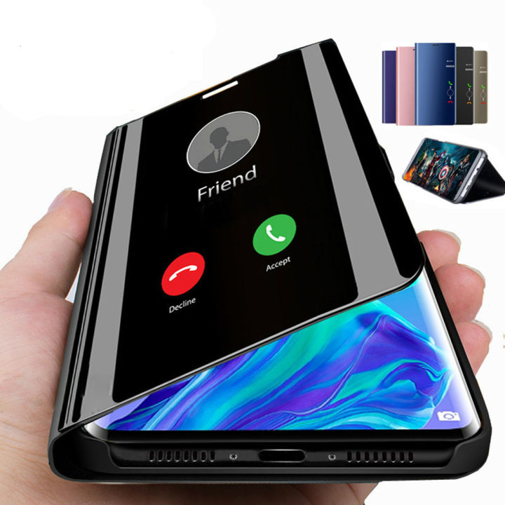 Smart Mirror Flip Phone Case For Redmi Note 10 10S 12 12S 13 Pro Plus 4G 5G 10C 12C Back Cover Cases