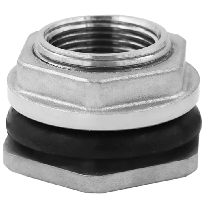 Water Tank Connector Water Pipe Connector Adapter Bulkhead Fitting SUS304 Stainless Steel Thru-Bulk Fitting for Rain Barrels,Aquariums 1.2inch