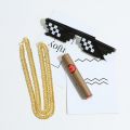 Thug Life Mosaic Glasses Cigar Gold chain Men Women 8 Bit Coding Pixel Trendy Cool Super Party Funny Vintage Shades Eyewear Toy. 