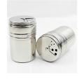 SET OF 2 STAINLESS STEEL ROTATING LID SMALL-SIZE SALT OR PEPPER SHAKER JAR. 