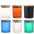 Techmanistan Pack of 3 - Random Colors 200ml Empty Glass Candle Jars With Wooden Lid, Glass Tins. 
