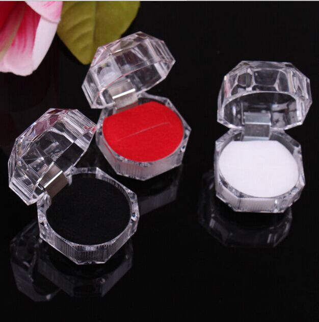 New H007 Factory direct sales 4*4 Transparent Crystal Ring Box Acrylic Ring Box Earring Jewelry Box Wholesale