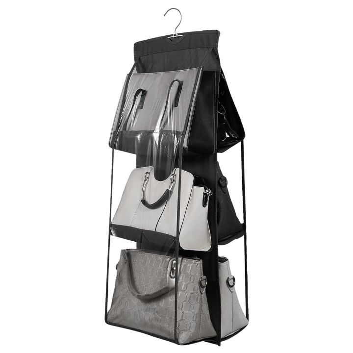 6 Pockets Double-sided Hanging Storage Bags with Hanging Hook / Handbag, Purse, Bags Organizer 1 Pcs