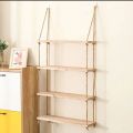 Wall Hanging shelf original wood 1 2 3 & 4 Tier Rope Hanging Shelf Wall Hanging Shelf, , Decorative piece. 