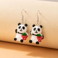 Cute earrings Resin hand-painted panda ear hooks Swan animal earrings for girls for women low price. 