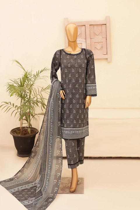 SUNtex Fabrics 3 Piece Printed Lawn Suit with Dupatta & Printed Trouser