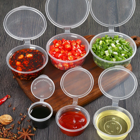 10Pcs 27/35/45/75/80ML Disposable Sauce Seal Box Mini Transparent Plastic Sealed Box Sauce Spices Storage Container Box with Lids