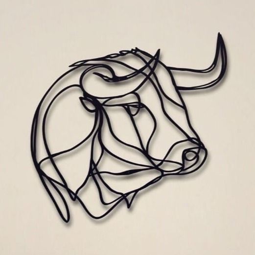 The Decoriya city -Bull Head Black Wall Sticker | Line Drawing Wall Accessories | Laser cut Metal Wall Decor, Cowboy Decor, Animal Portrait, Decal Sticker Wall Decor, Gift Room Decoration