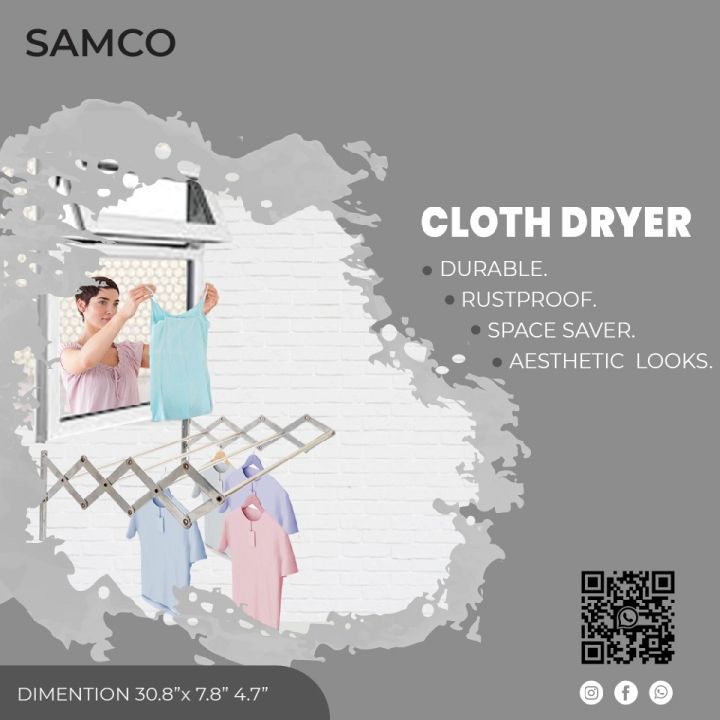 Foldables Ss Wall mounted foldable SS cloth drier | Daraz.pk