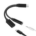 Type C to 3.5mm Charge Audio Adapter 2 in 1 USB C Splitter Headphone AUX Audio Cable for Huawei Smartphone Splitter. 