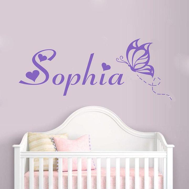 Personalized Name With Butterfly Wall Sticker Monogram Vinyl Wall Decal ...