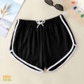Dolphin shorts - Black- White Lines. 