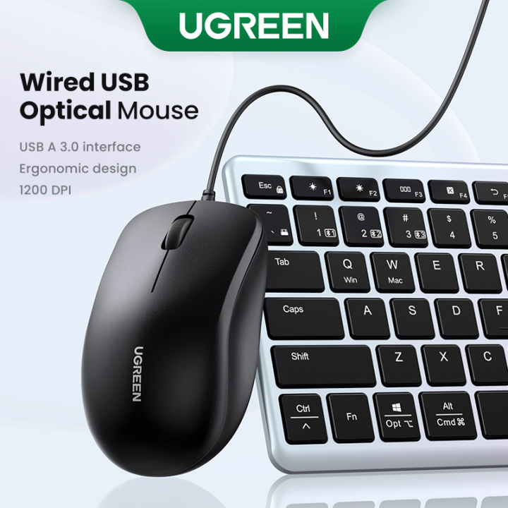 UGREEN USB Wired Mouse 1200 DPI Optical Computer Mouse Ergonomic Design with 1.5m Wire Mice for Laptop, Chromebook, PC