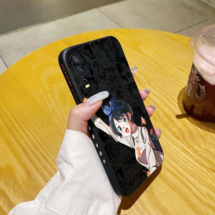 chenyyka For vivo Y20i Case Aesthetic Thin New Design Phone Case Fashion Cool Tide Girl Square Edge Protection Softcase Pattern Silicone Casing Cover Shockproof Cases
