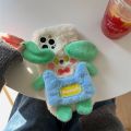 Fashion Cute Plush Dog Phone Case For iPhone 14 Plus 11 12 13 Pro Max Soft Cover Kawaii Cartoon Protective Cases For 14 Pro Capa. 