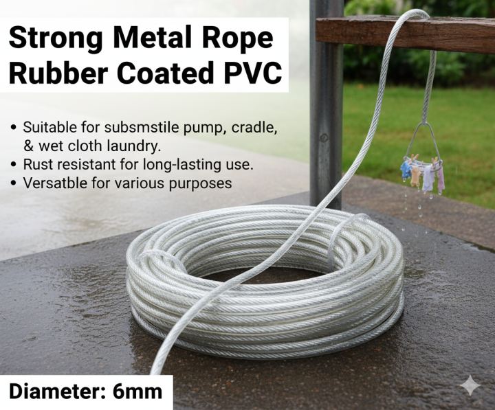 “PVC coated Steel Wire 6mm thick heavy duty Rope Cable – Waterproof ...