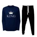 King Printed Full Sleeves T shirt With Matching Trouser Round Neck Tees Casual Cotton Sports Wear Plain Trousers Summer Arrival For Men. 