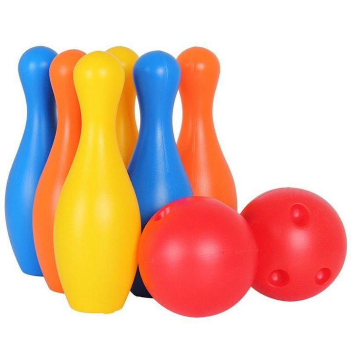 Indoor Game Bowling Set With 6 Mini Pins And 2 Balls Multicolor