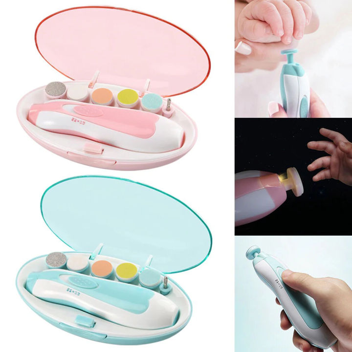 Electric Baby Nail Trimmer with 6 Grinding Heads and LED Light for Babies and Newborns