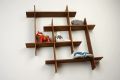 Dual Intersecting Floating Wall rack Wall Décor wooden framework, for Living Room, Wall Mounted racks. 