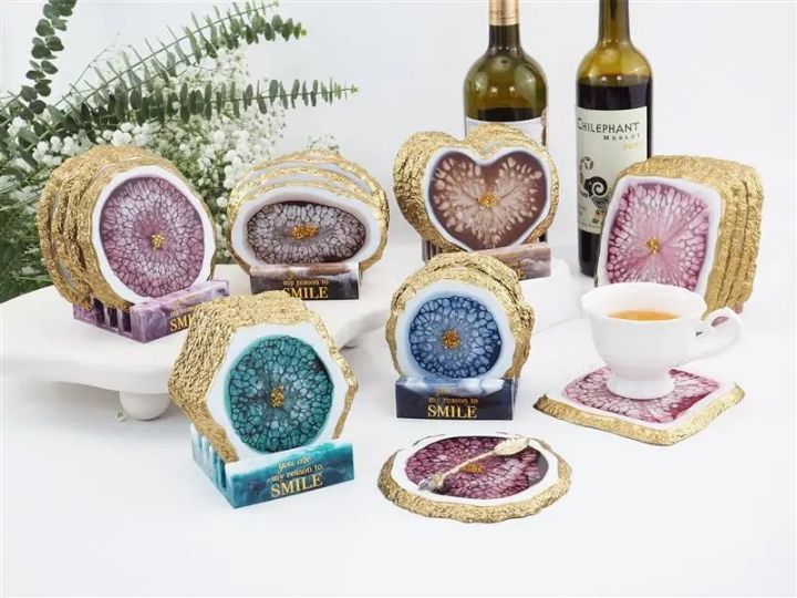 1 Agate Coaster Mold with Druzy Edges - Resin Coaster Mold