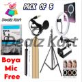 Pack of 4 - 7 Feet Tripod Stand, 26cm Ring Light, Collar Boya Mic, Tripod Holder Elegant Home. 