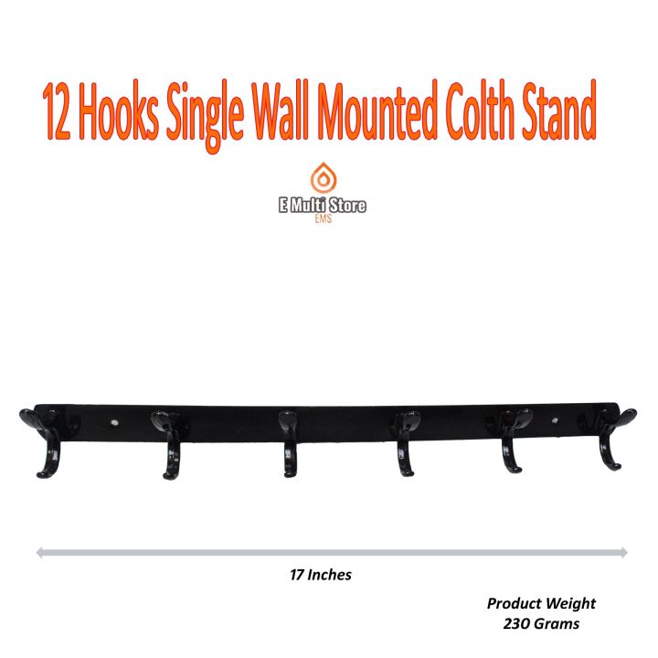 Cloth%20Holder%20Stand,%20Cloths%20Hanging%20Hook%20Stand,%20Wall%20&%20Door%20Mounted%20Best%20Quality%20Hanger%20With%20Screws,%20Heavy%20Duty%2012%20Hooks%20Kapra%20Khonti%20-%20Image%202