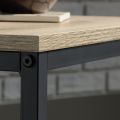 Square Wrought iron table with wooden top. 