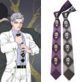 Japanese version of JOJO Wonderful Adventure COS Yoshinaga Shadow Skull Black Grey Purple Anime Tie Surrounding. 