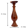 Wooden Candle Stand Set for Dining Table Elegant Table Decoration with Polished Finish, Available in Small, Medium, and Tall Sizes. 