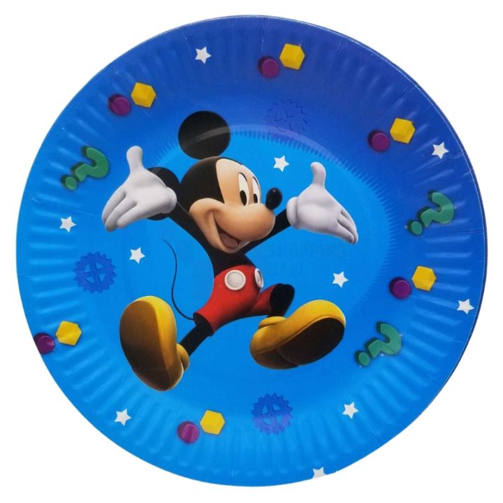 MICKEY MOUSE THEME PAPER PLATES - PACK OF 10 PAPER PLATES - MICKEY MOUSE PLATES