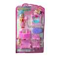09 Piece Barbie doll furniture bedroom sets toy for kids Baby doll, Bed with side table, Dressing table, Bath tap, Wash basin and  Commode Etc Colorful And Leaning and education Doll set for girls (Aizal Mall). 